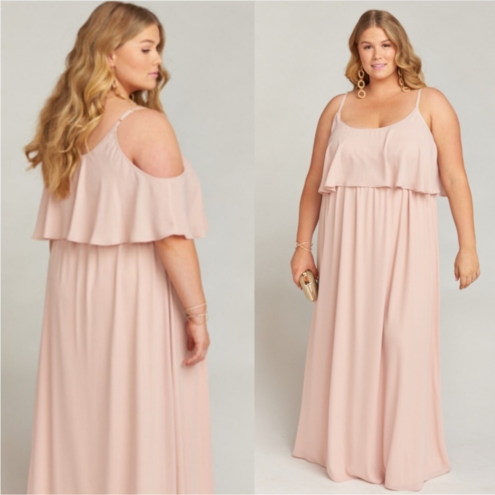 Show Me Your Mumu Caitlin Ruffle maxi dress Blush pink Size XXL